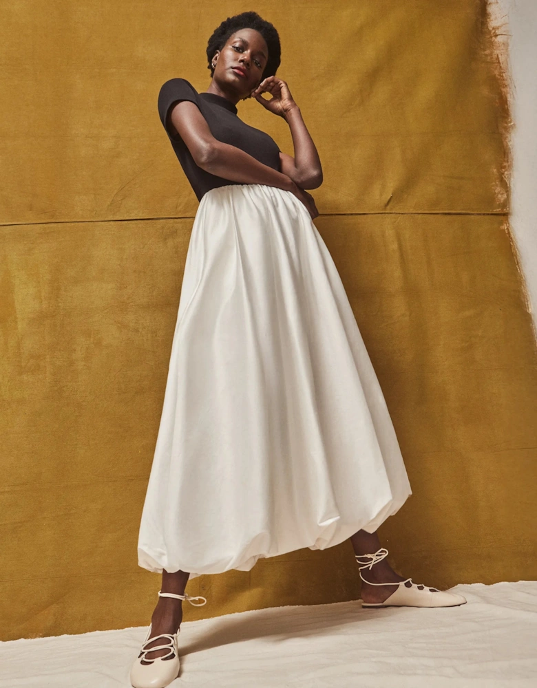 Lucinda Black and White Contrast Bubble-Hem Dress