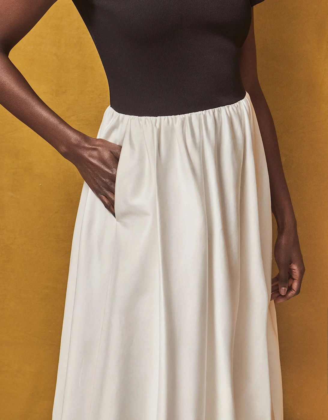 Lucinda Black and White Contrast Bubble-Hem Dress