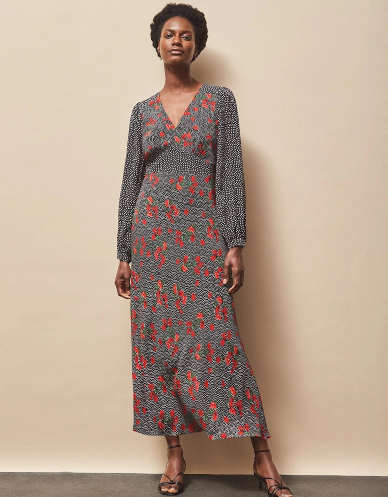 Red Floral And Spot Mix And Match Dress