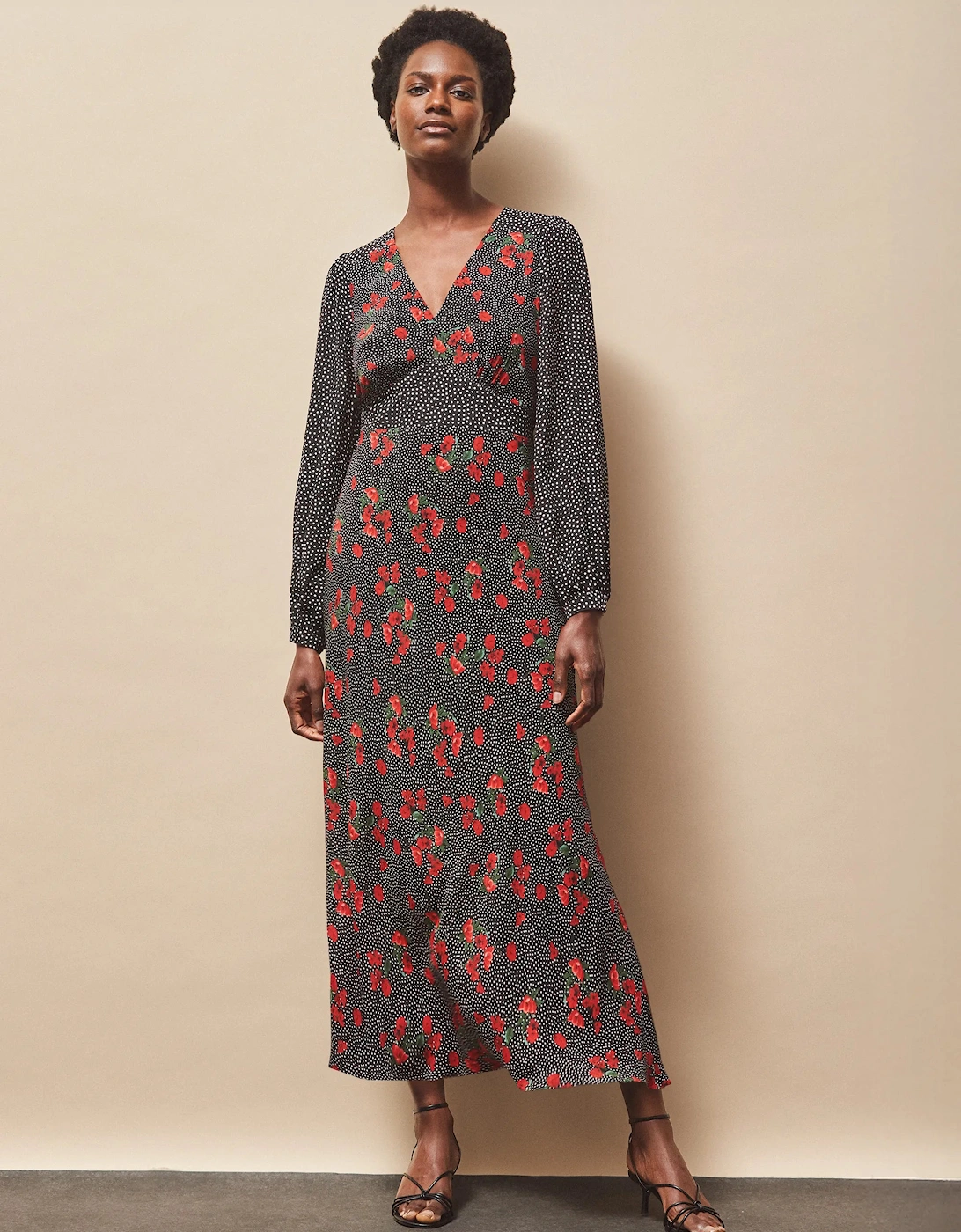 Red Floral And Spot Mix And Match Dress