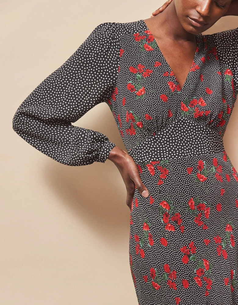 Red Floral And Spot Mix And Match Dress