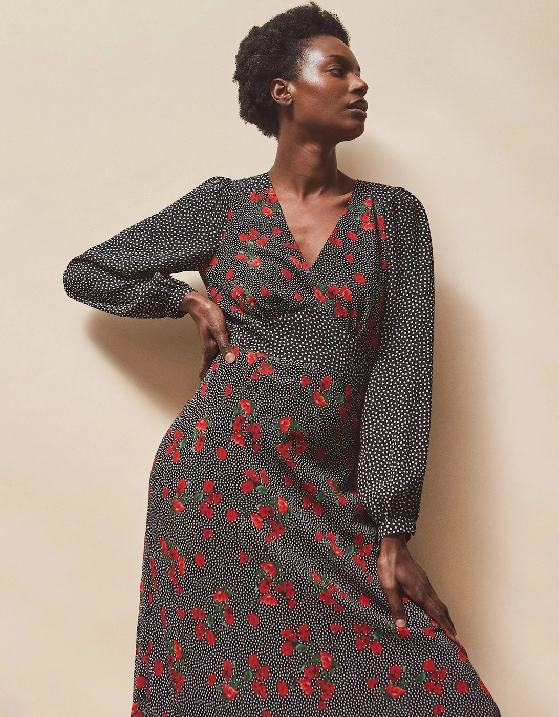 Red Floral And Spot Mix And Match Dress