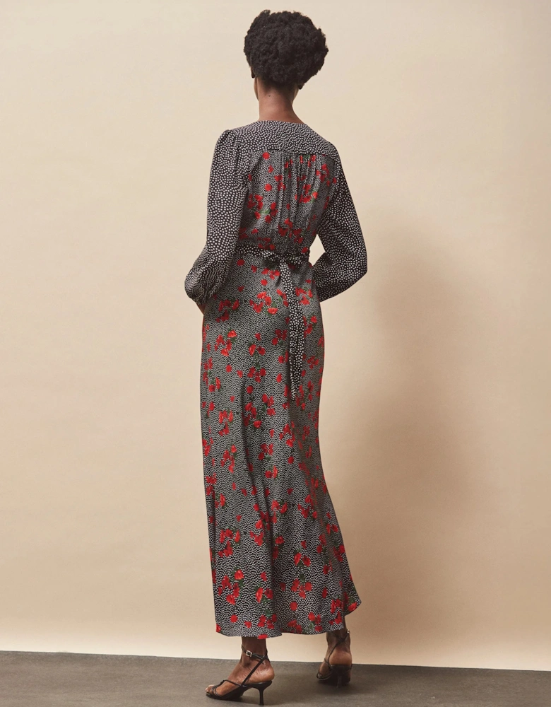 Red Floral And Spot Mix And Match Dress