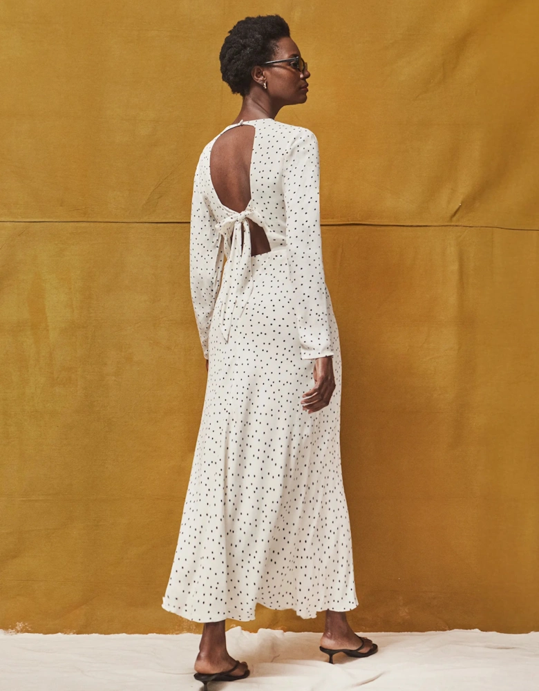 Black And White Polka Dot Tie Back Dress