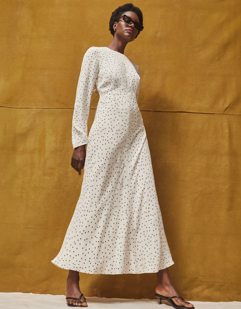Black And White Polka Dot Tie Back Dress