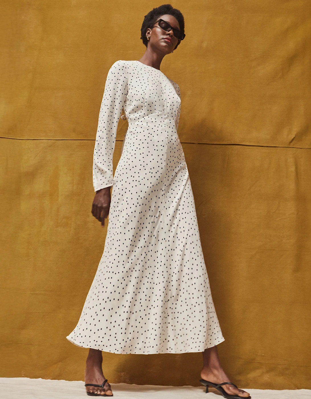 Black And White Polka Dot Tie Back Dress