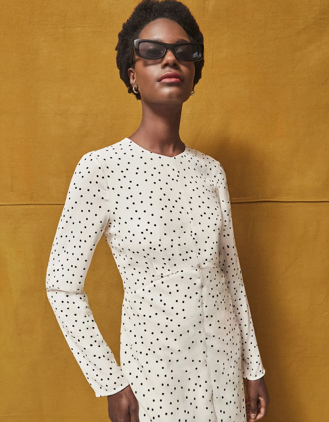 Black And White Polka Dot Tie Back Dress
