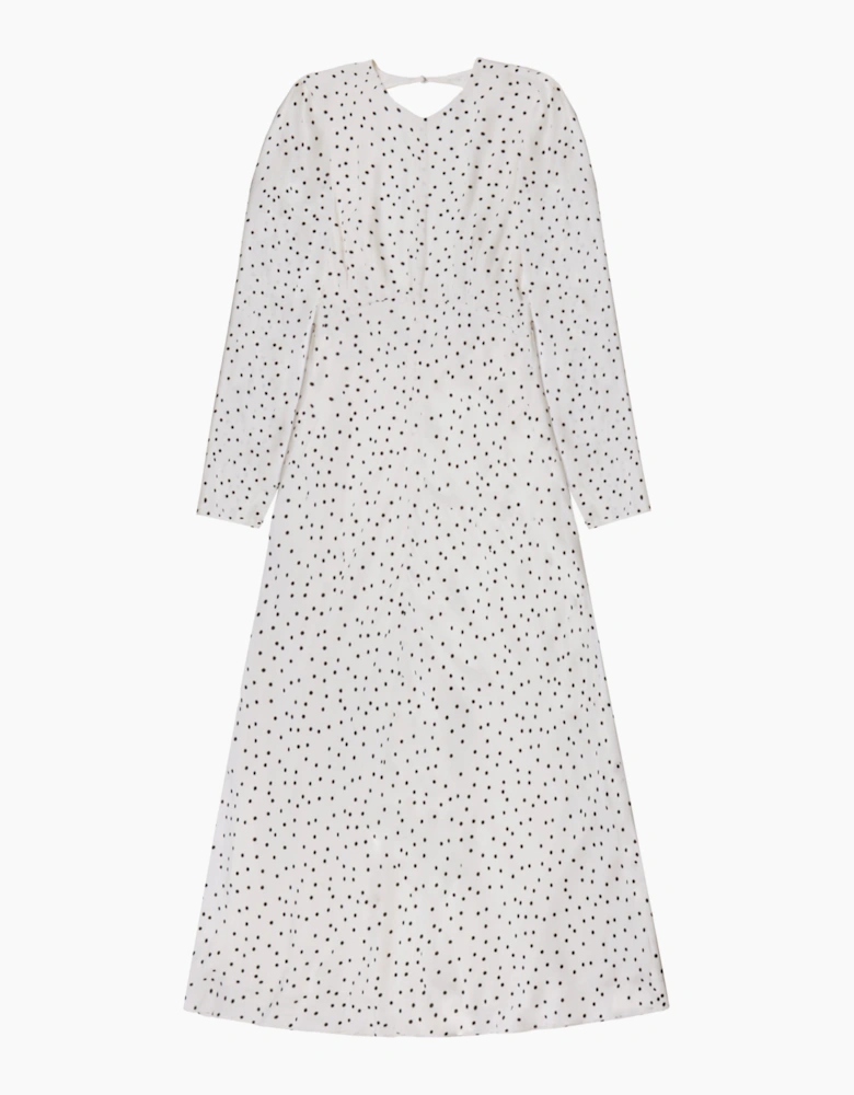 Petite Black And White Polka Dot Tie Back Dress