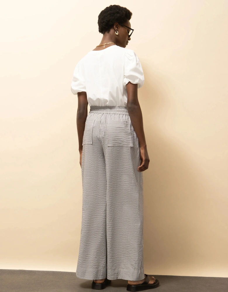 Washed Black And White Stripe Trousers