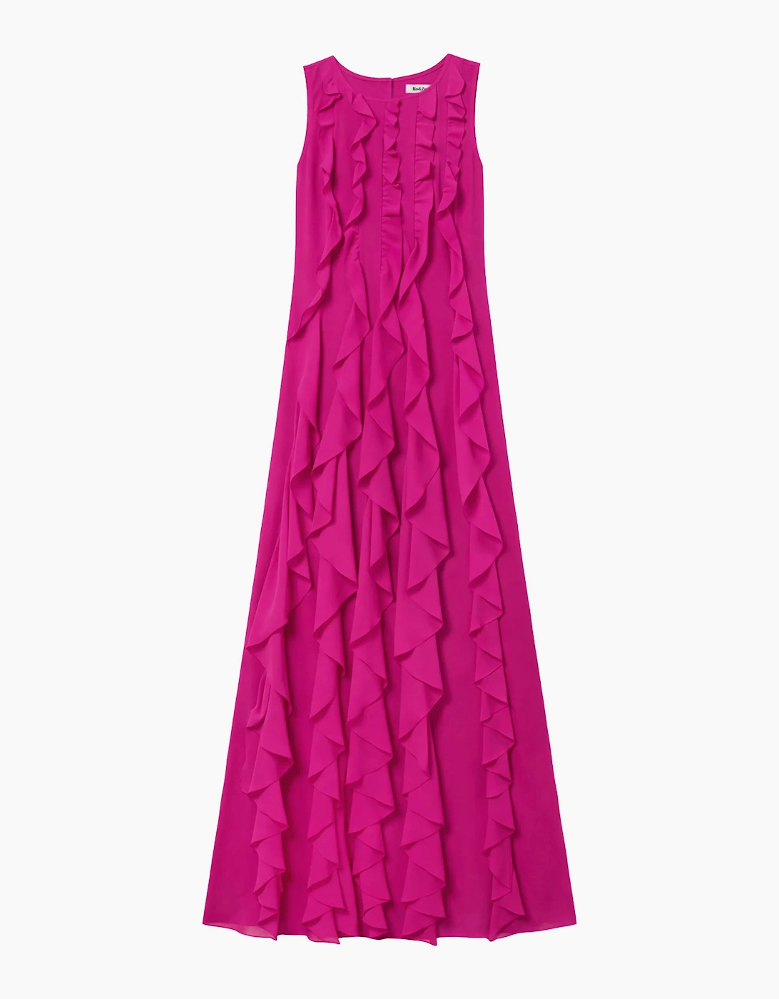Petite Leonor Pink Chiffon Waterfall Frill Maxi Dress