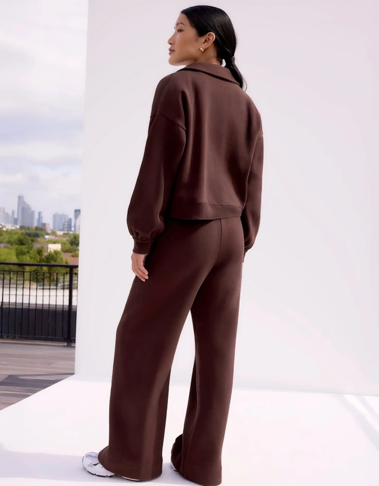 Chocolate-Brown Wide-Leg Sweatpants