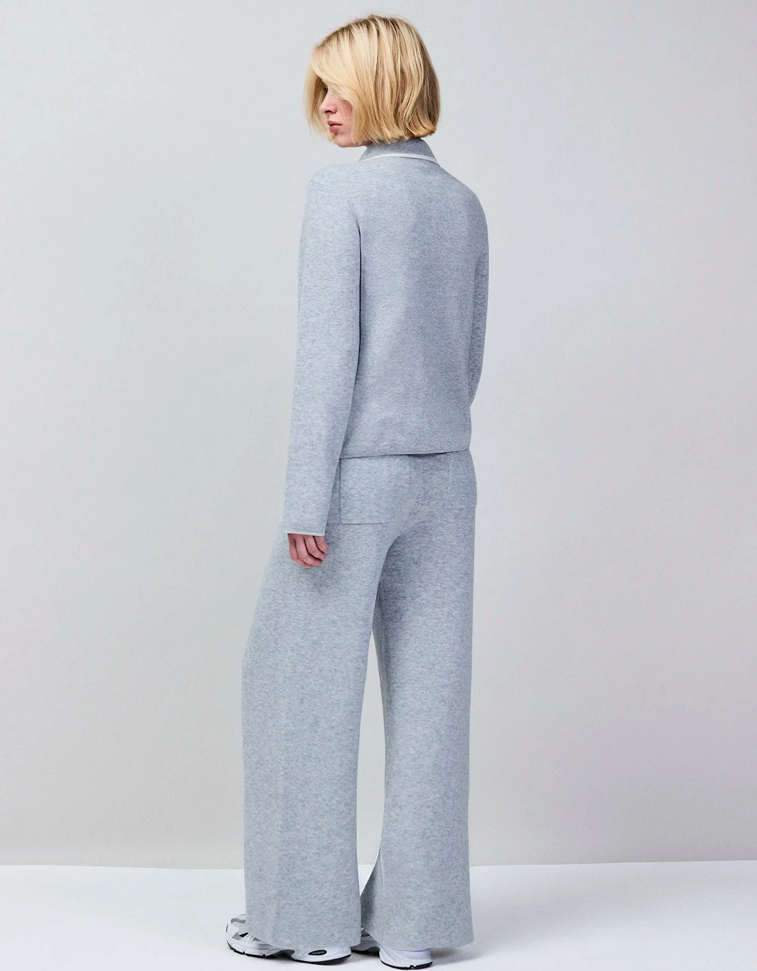 Grey Knit Straight Leg Trousers