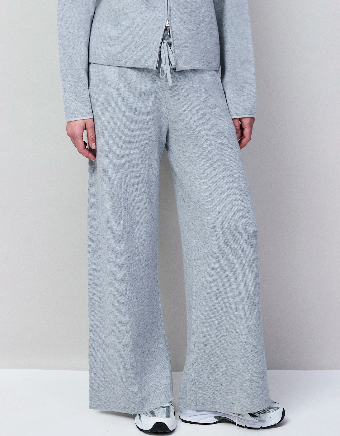 Grey Knit Straight Leg Trousers
