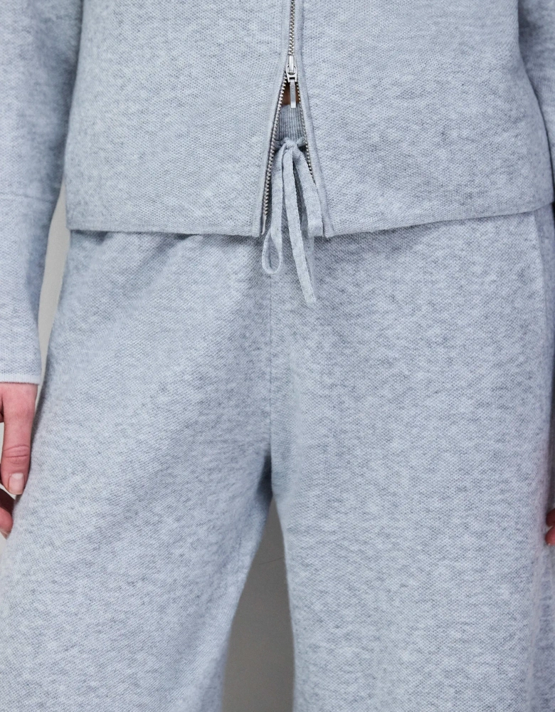 Grey Knit Straight Leg Trousers