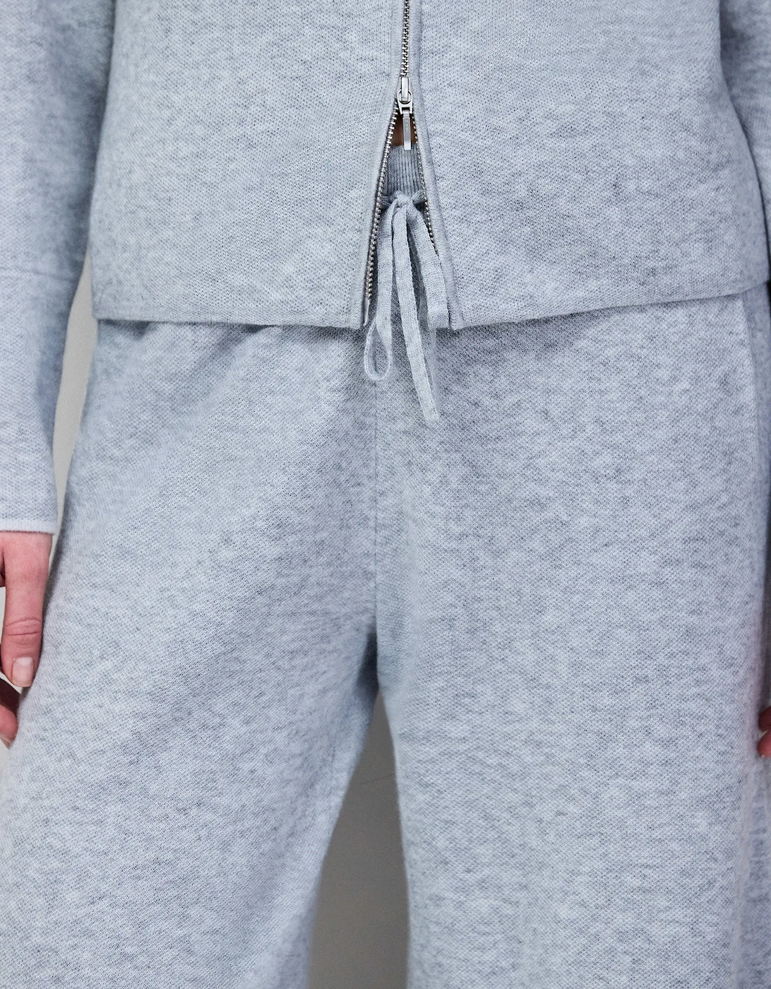 Grey Knit Straight Leg Trousers