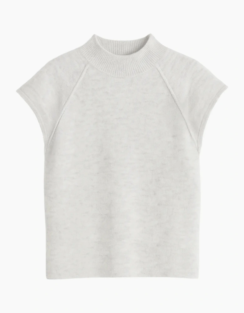 Grey Turtleneck Knit Top with Wool and Alpaca