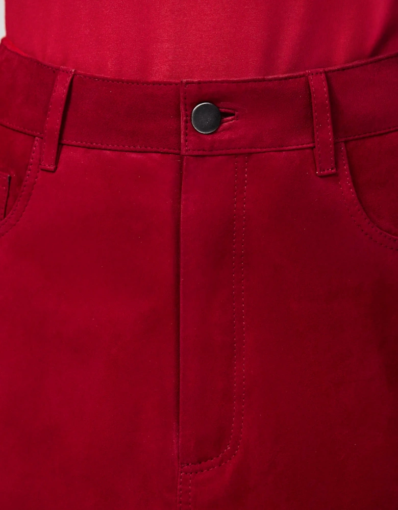Red Suede Mini Skirt