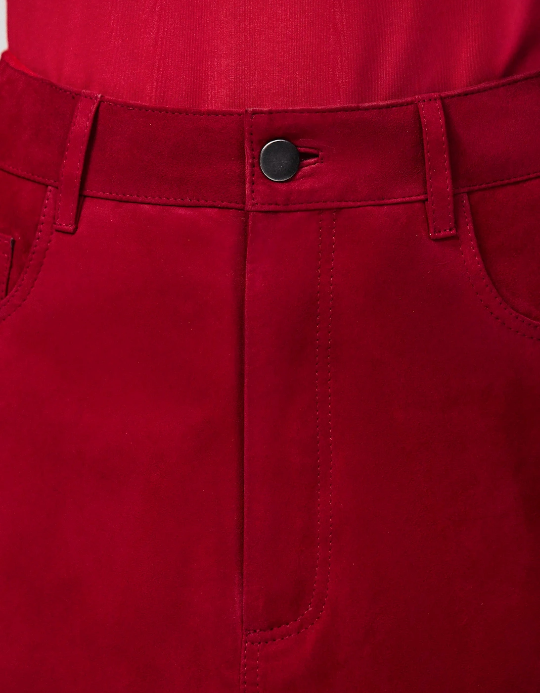 Red Suede Mini Skirt