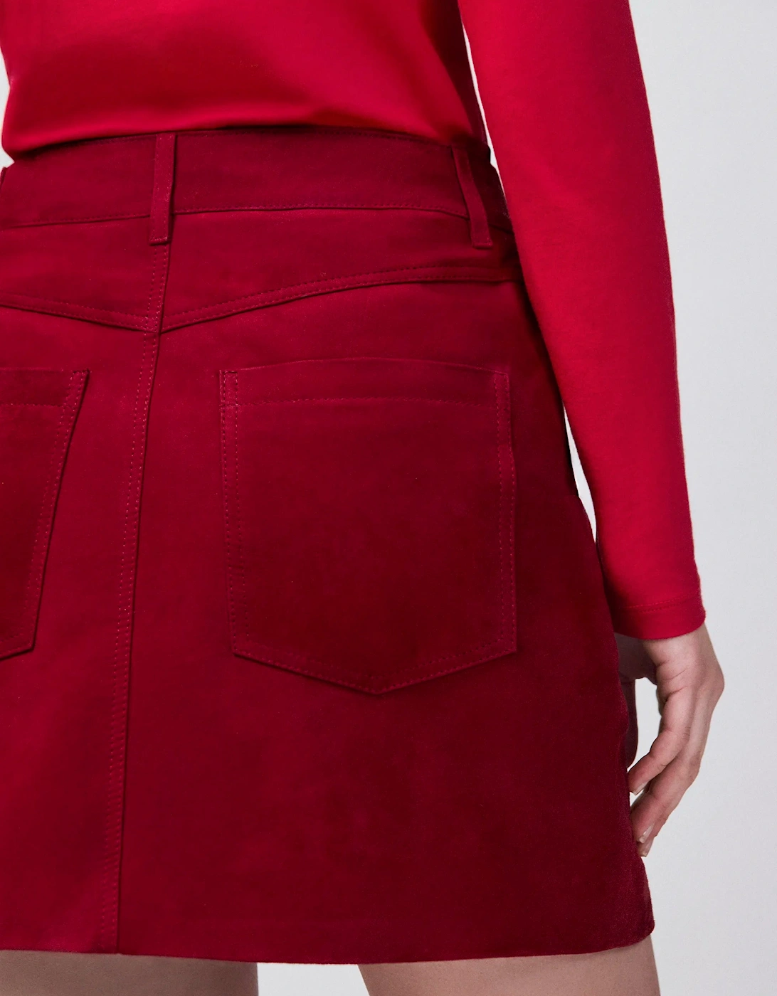 Red Suede Mini Skirt