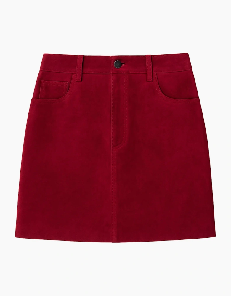Red Suede Mini Skirt