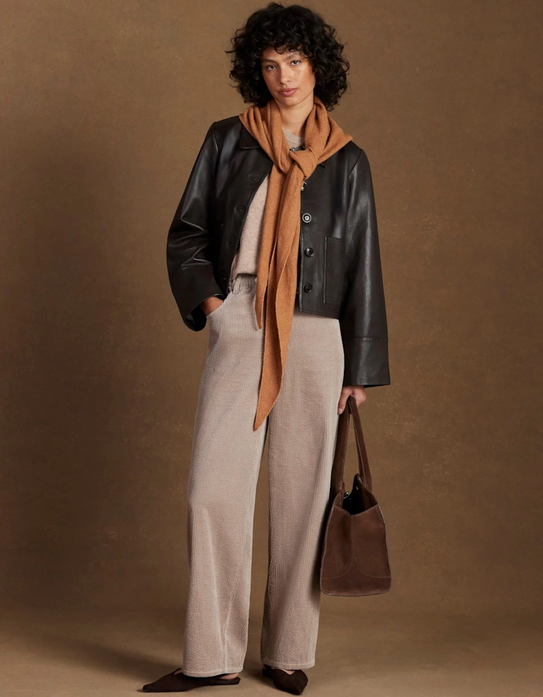 Petite Cappuccino Cord Drawstring Waist Trousers