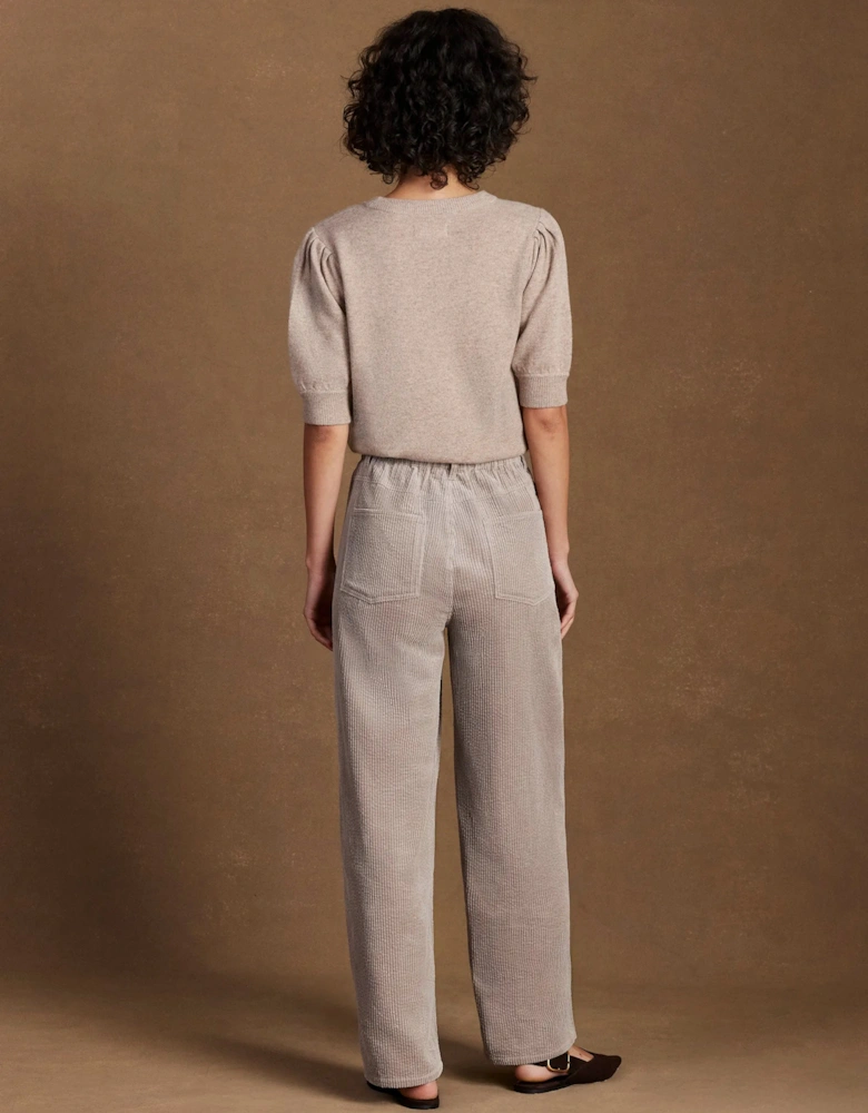 Petite Cappuccino Cord Drawstring Waist Trousers