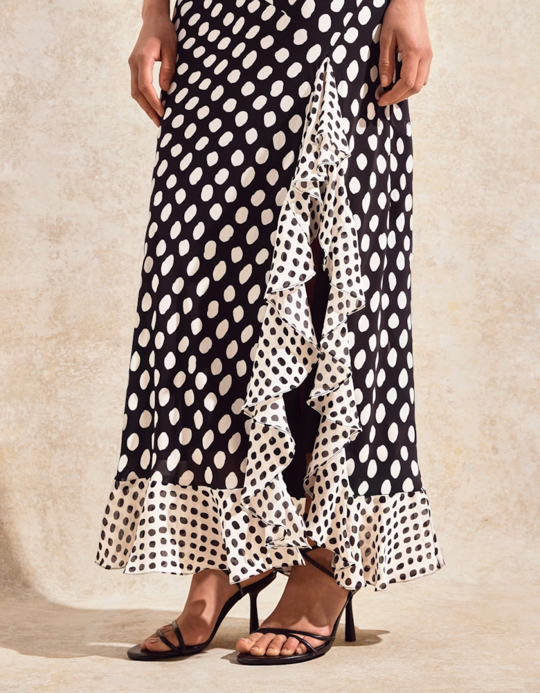 Celeste Corsage-Detail Polka-Dot Dress