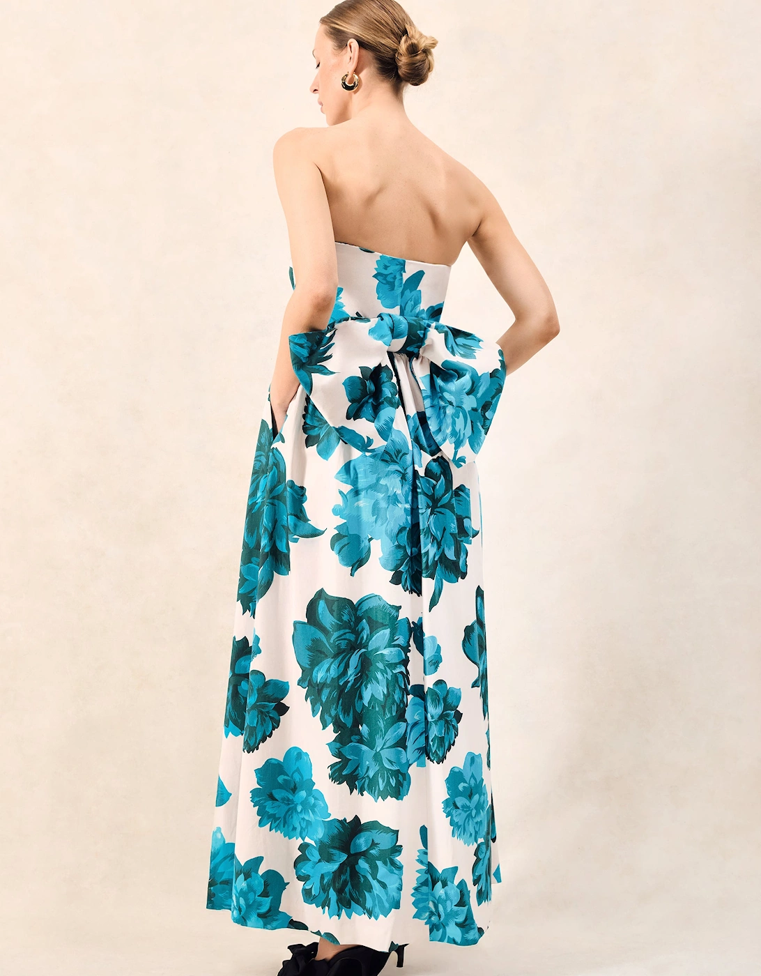 Annie Blue Floral-Print Bow-Detail Dress