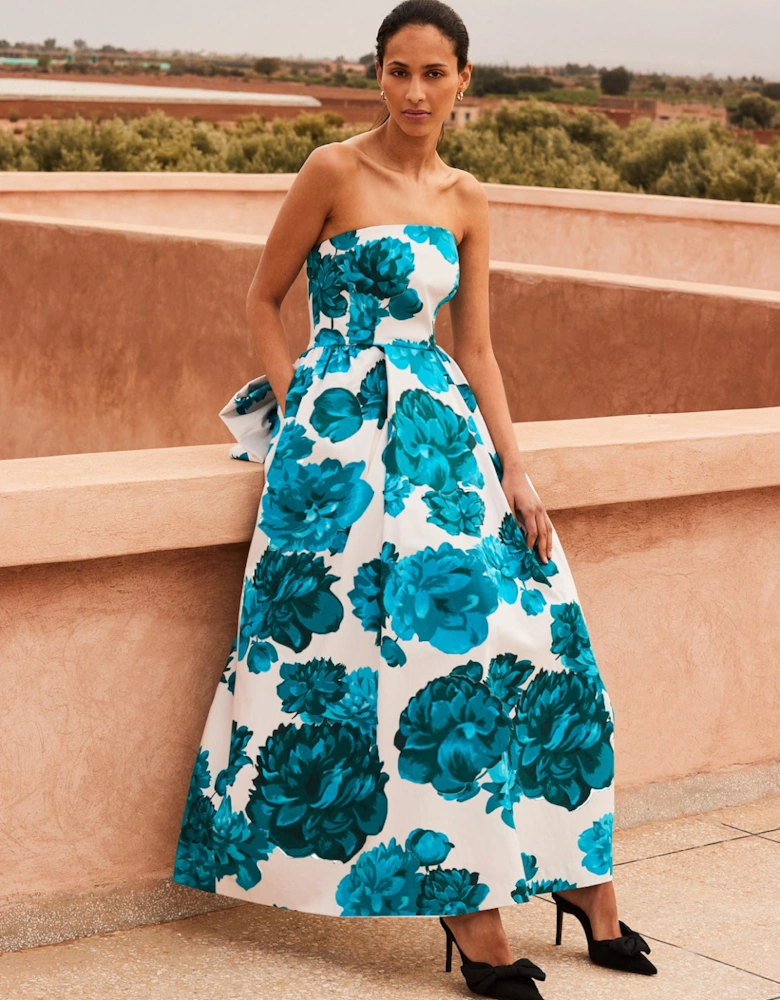 Annie Blue Floral-Print Bow-Detail Dress