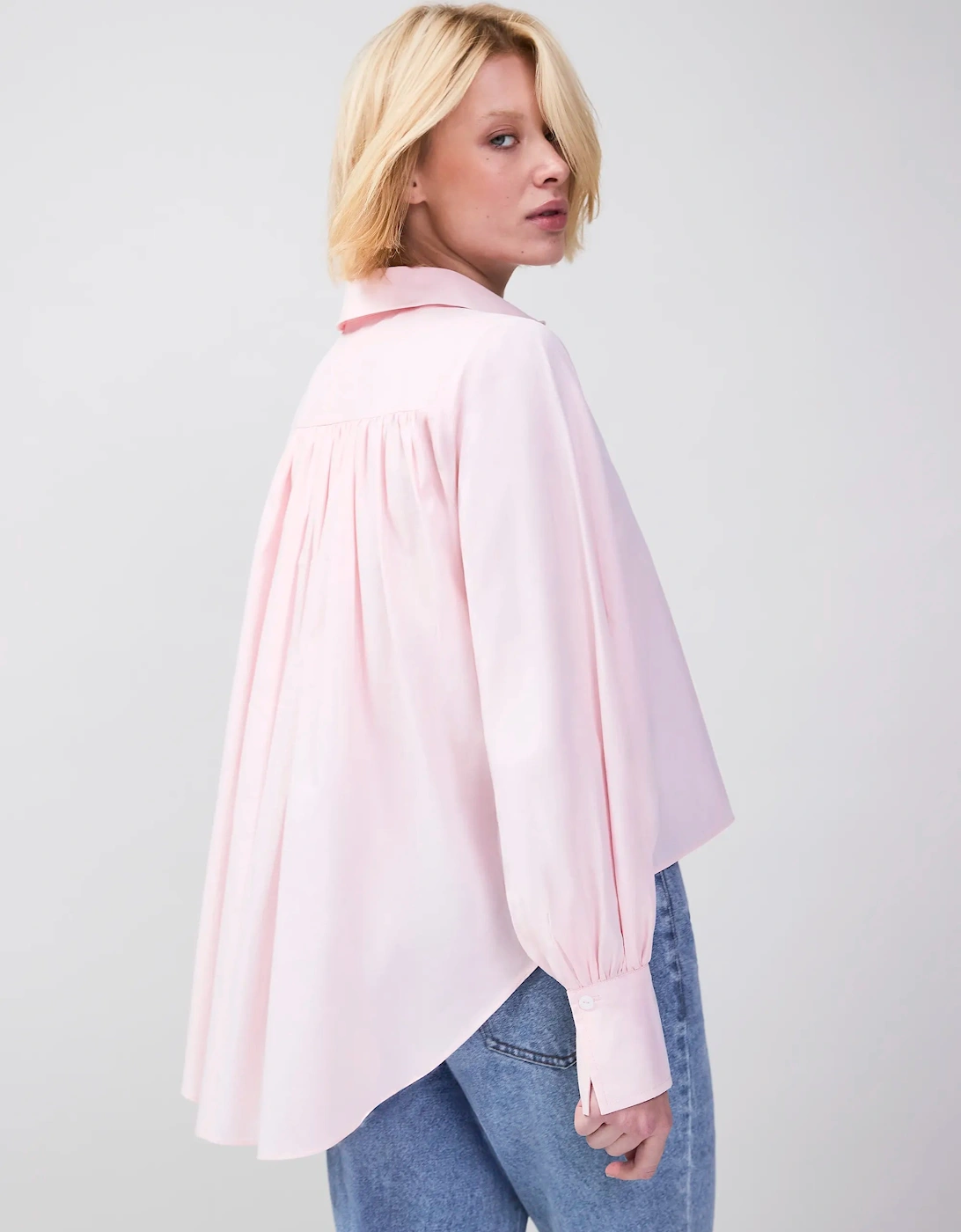Petite Pink Hi-Lo Hem Shirt