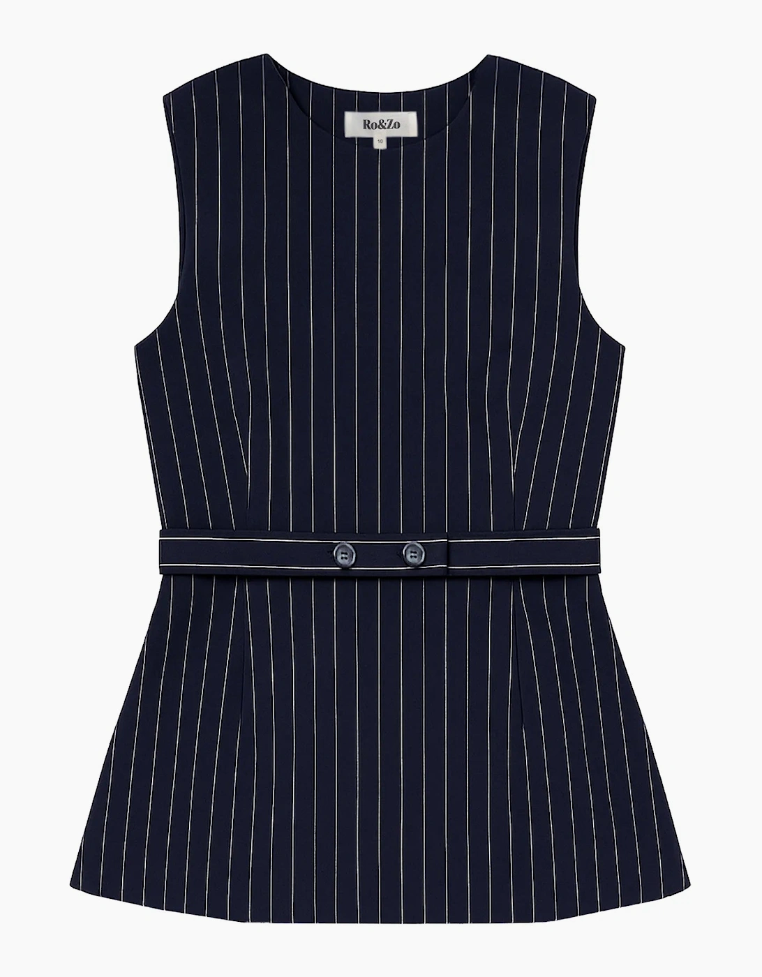Petite Navy Pinstripe Tailored Long Line Top, 7 of 6
