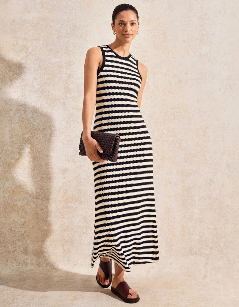 Mono Chevron-Stripe Knitted Dress