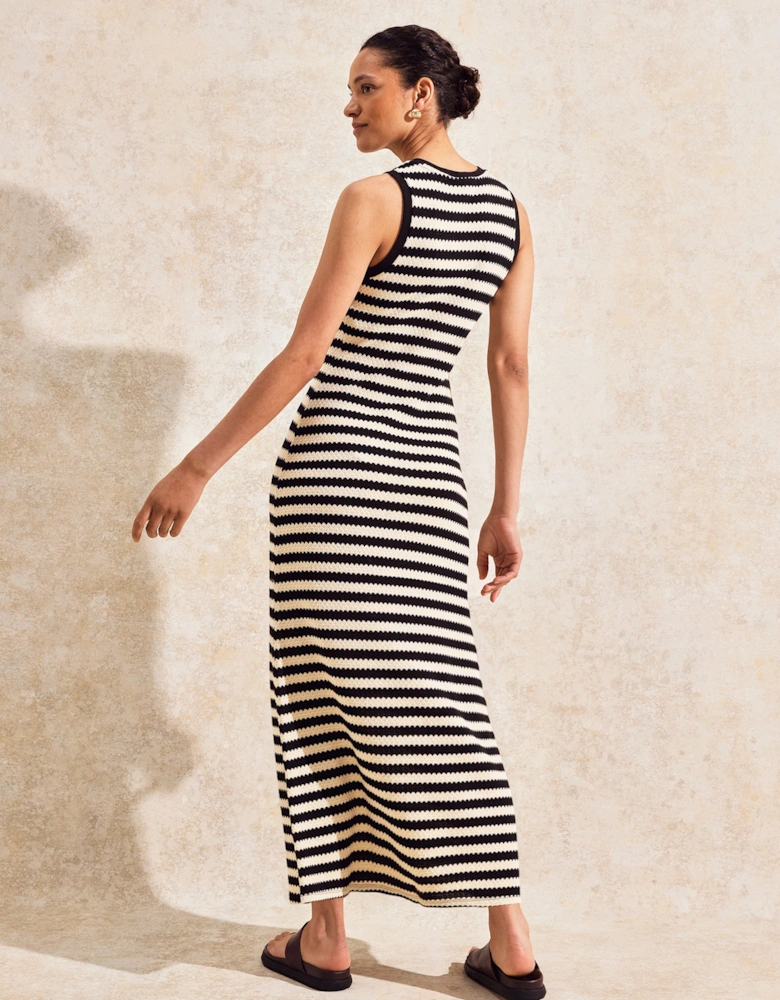 Mono Chevron-Stripe Knitted Dress