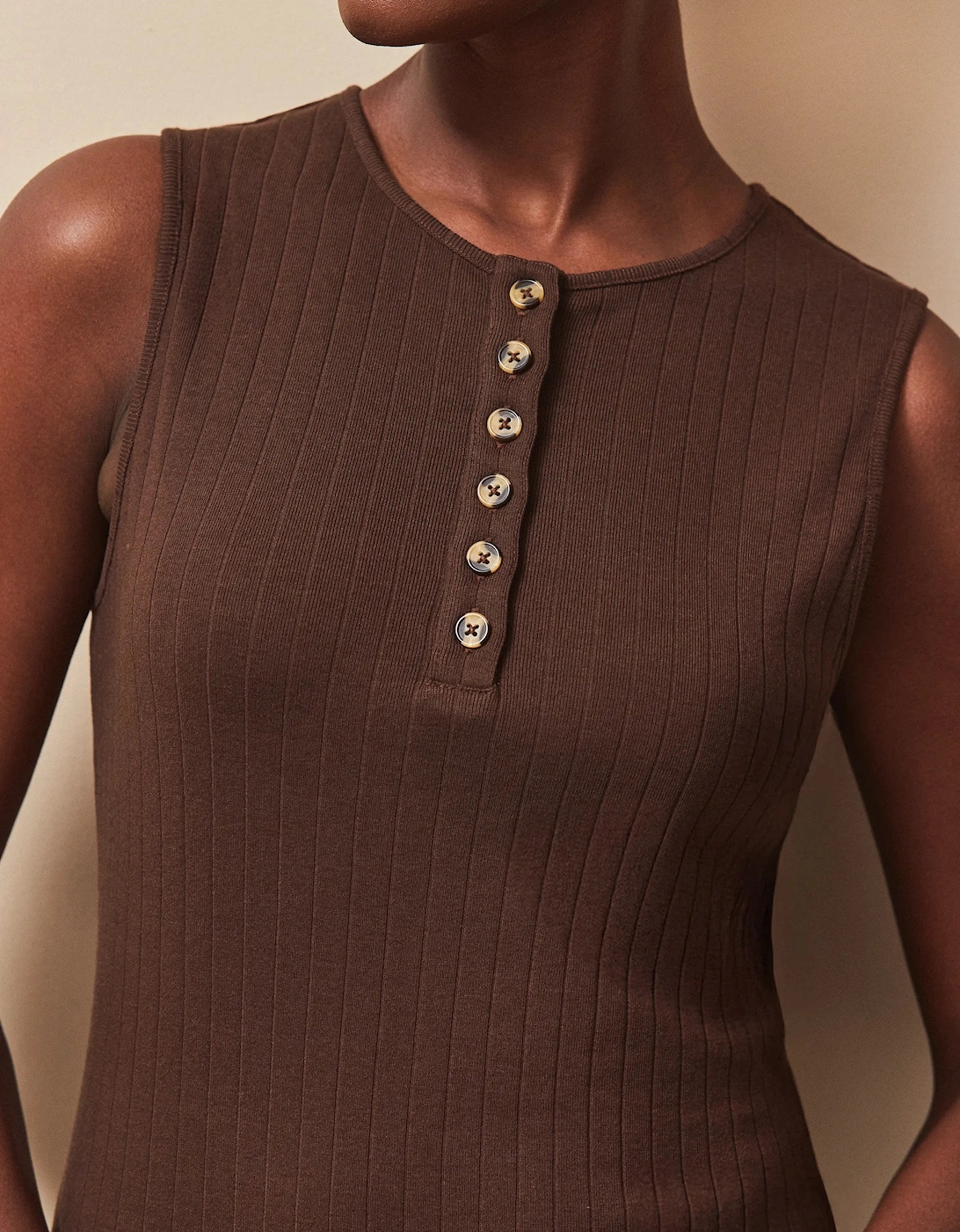 Petite Chocolate Rib Column Dress