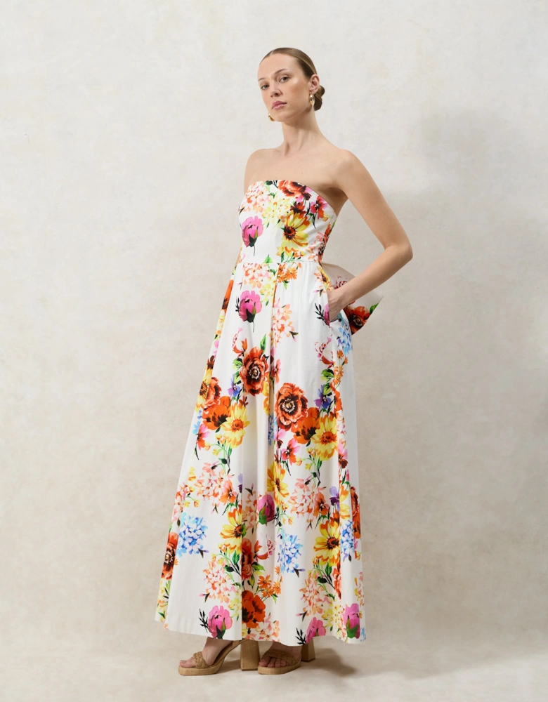 Petite Annie Garden Floral Printed Bow Detail Dress