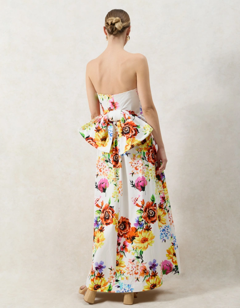 Petite Annie Garden Floral Printed Bow Detail Dress