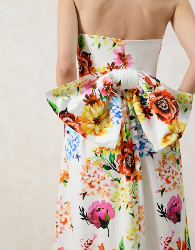 Petite Annie Garden Floral Printed Bow Detail Dress
