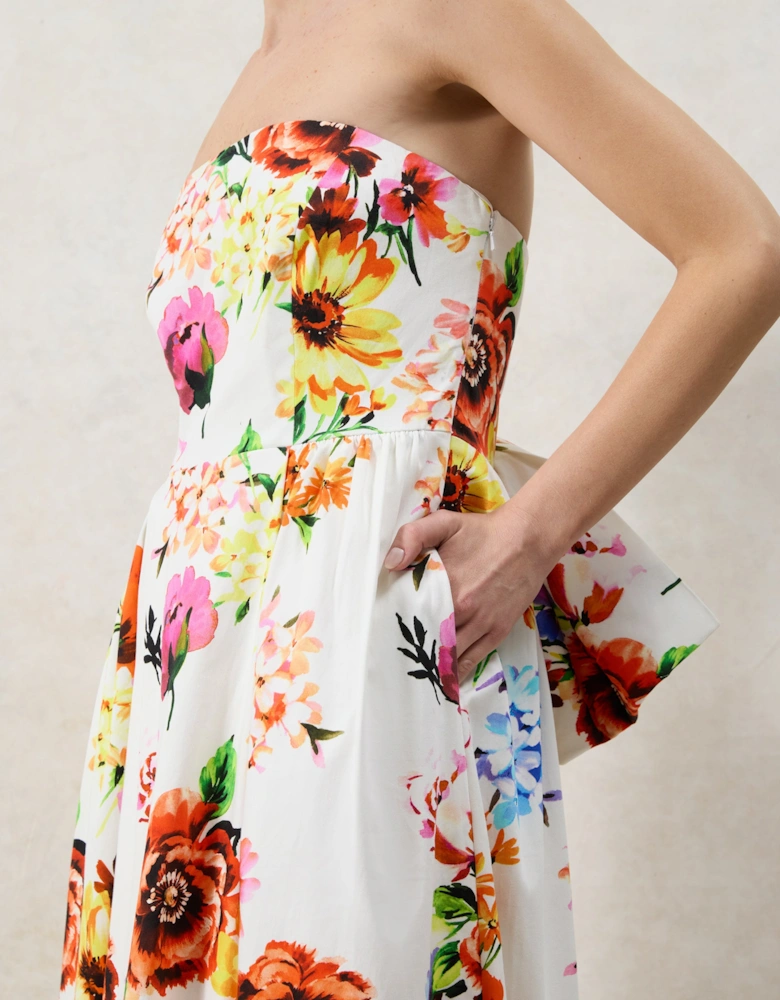 Petite Annie Garden Floral Printed Bow Detail Dress