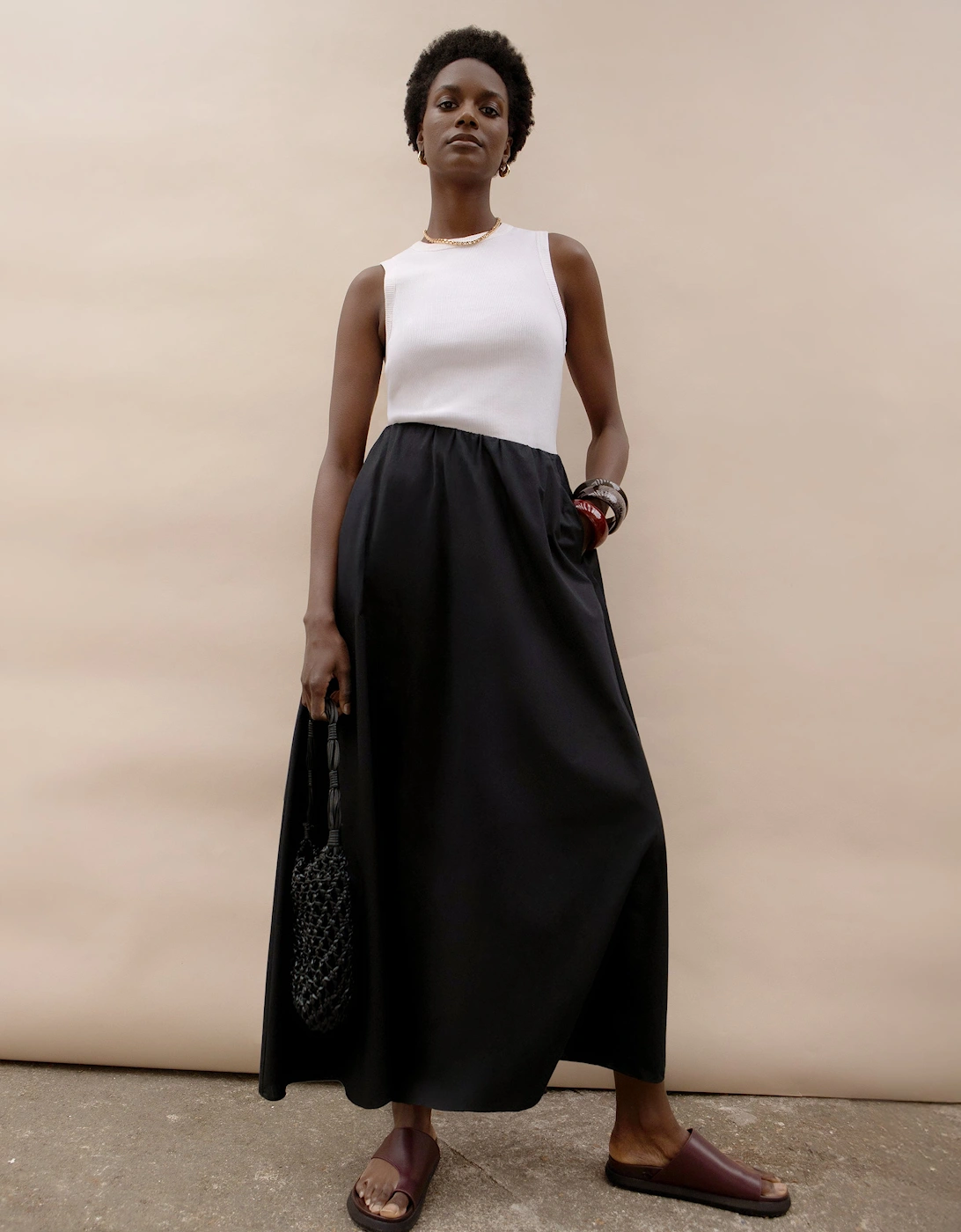 Black Cotton Poplin Skirt