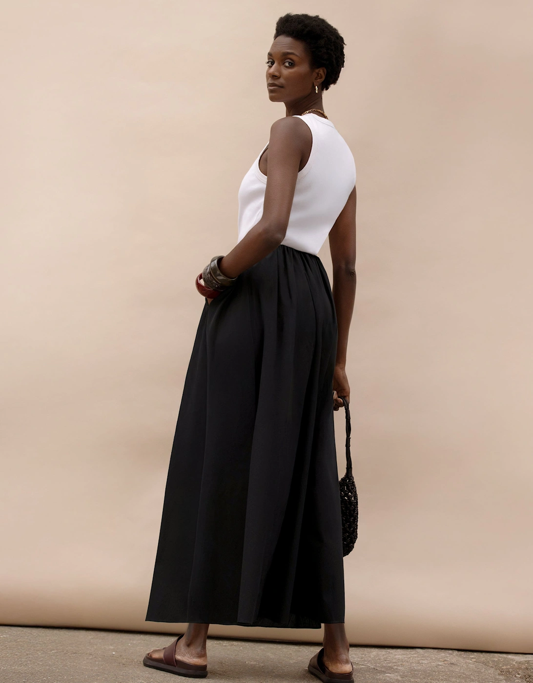 Black Cotton Poplin Skirt