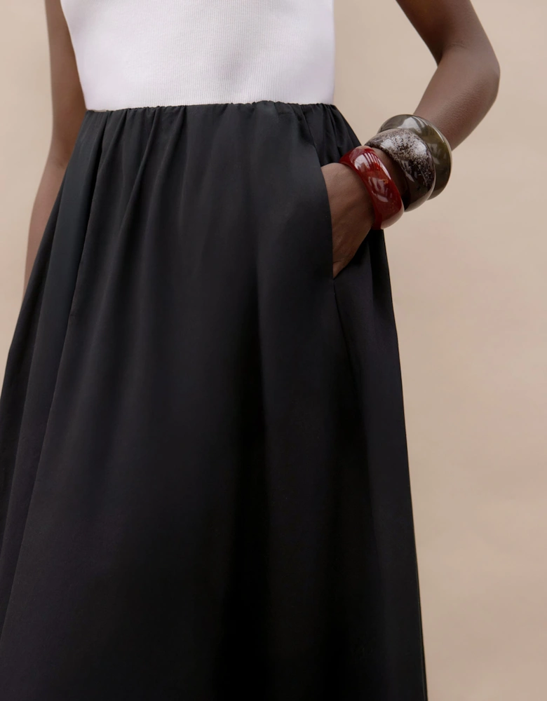 Black Cotton Poplin Skirt