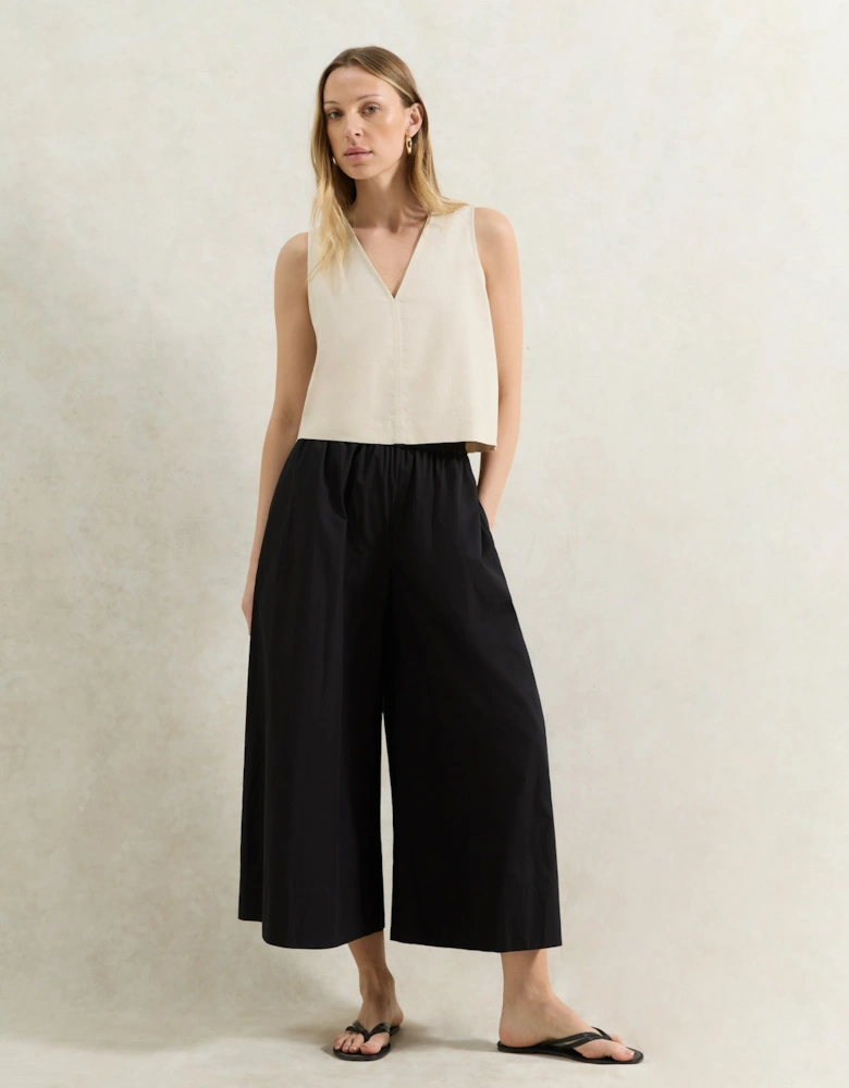 Black Cotton Poplin Culottes
