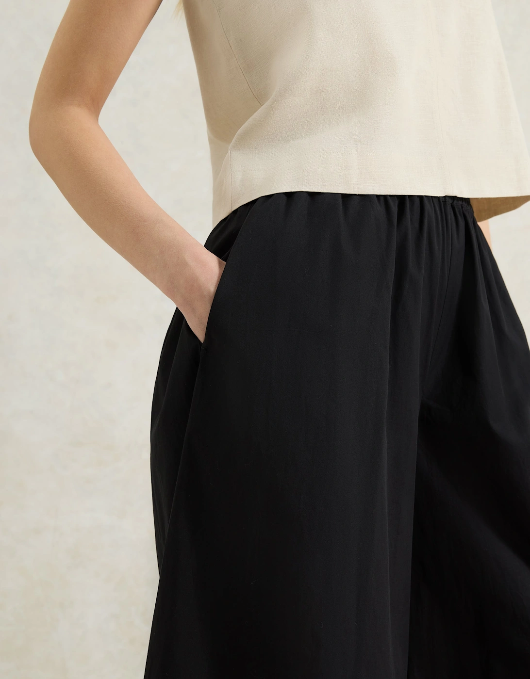 Black Cotton Poplin Culottes