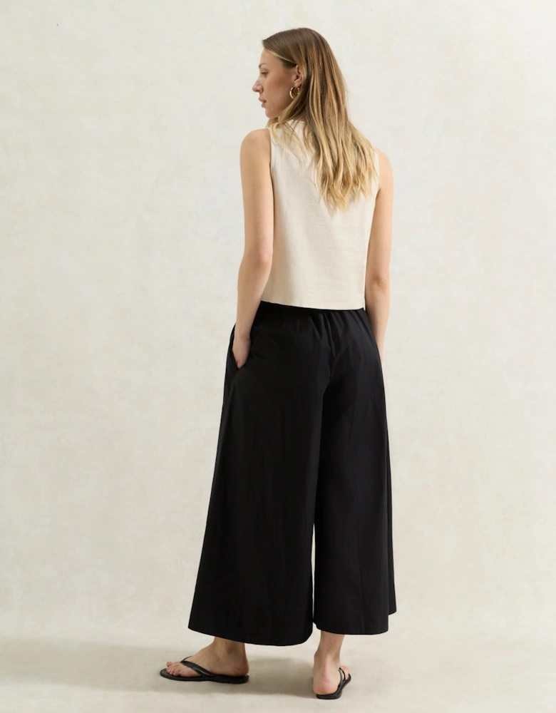 Black Cotton Poplin Culottes
