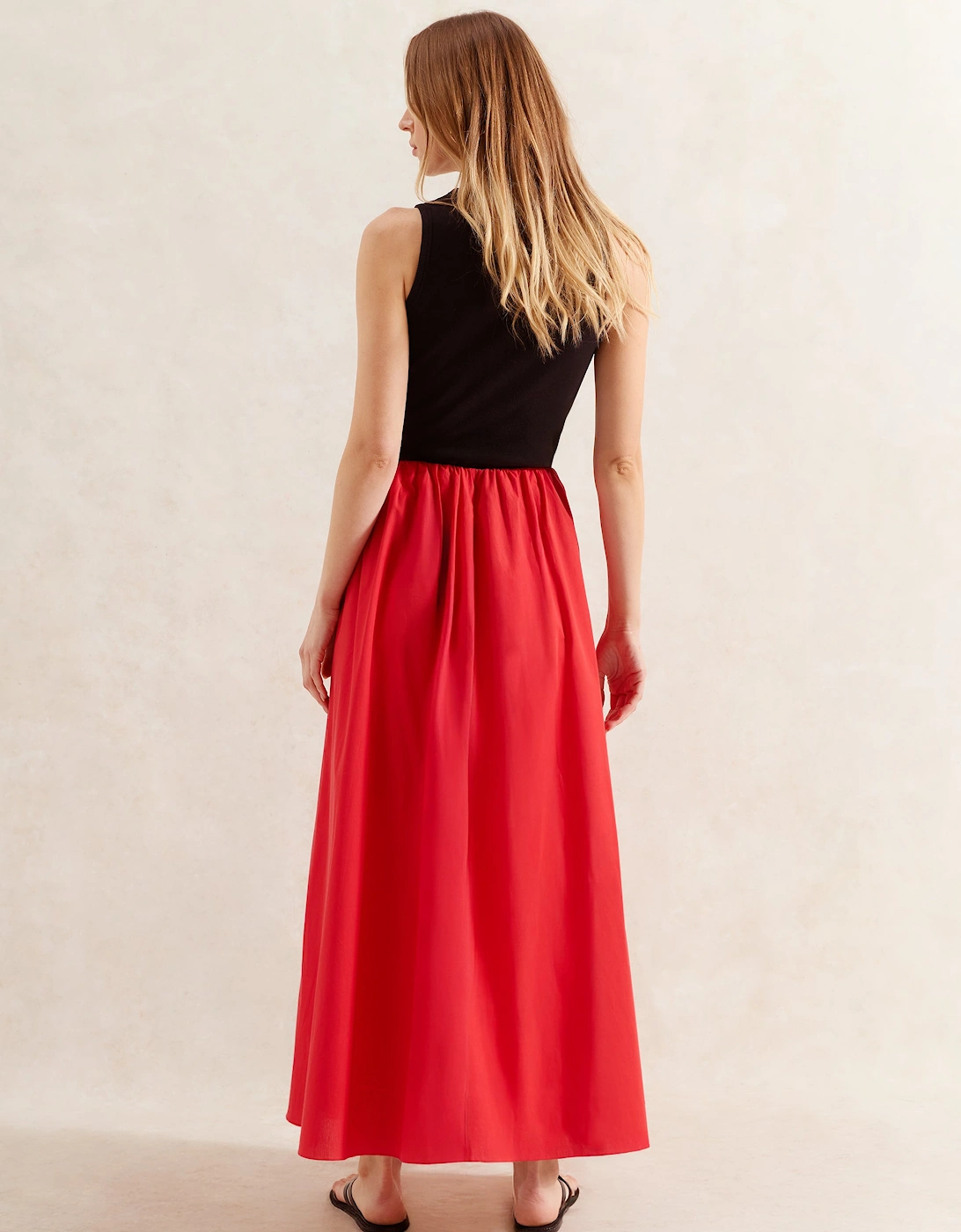 Red Cotton Poplin Skirt