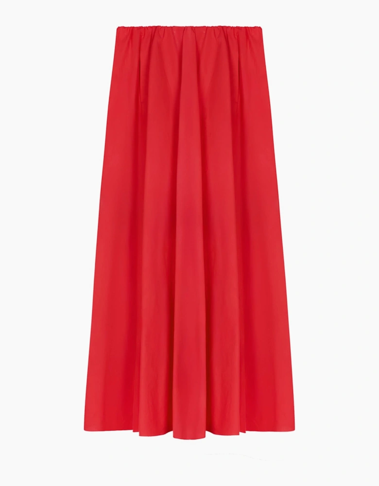 Red Cotton Poplin Skirt