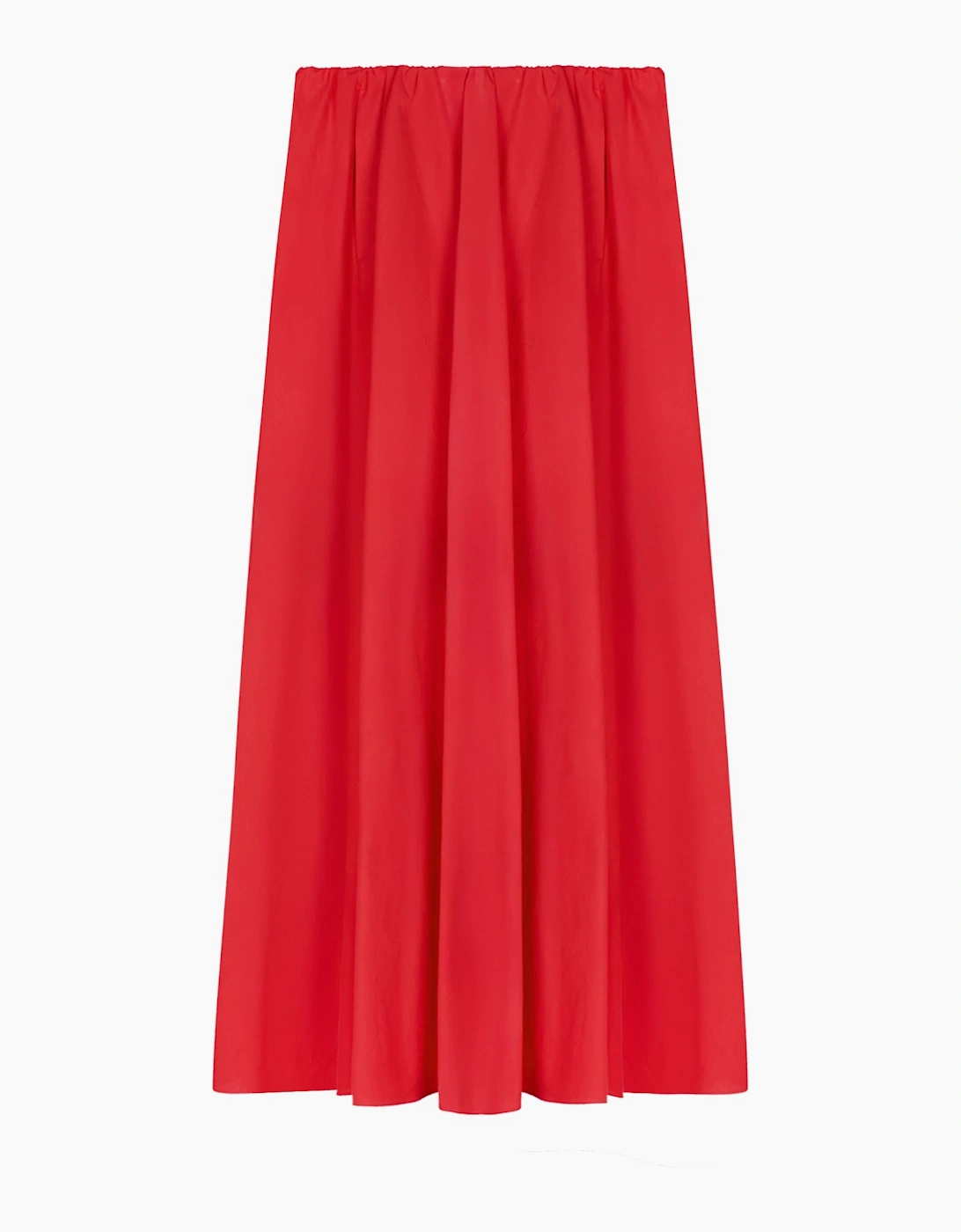 Red Cotton Poplin Skirt