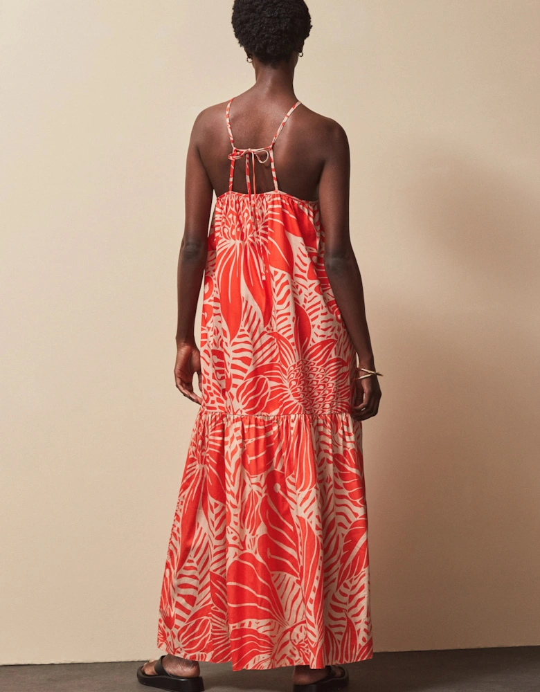 Petite Red Floral Halterneck Dress