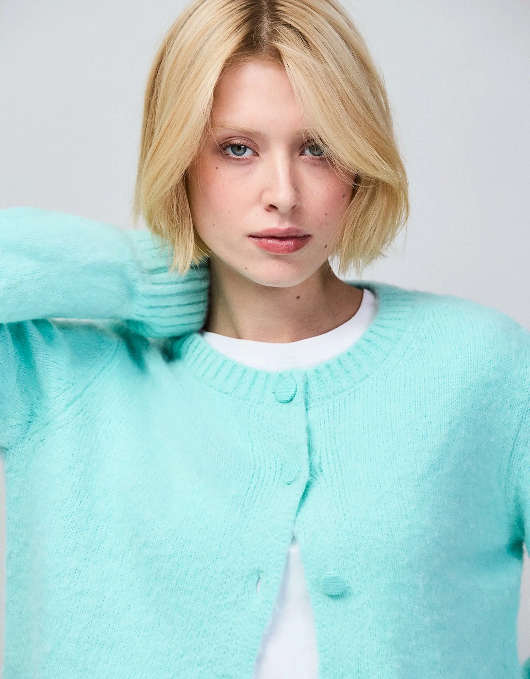 Mint Cardigan With Alpaca