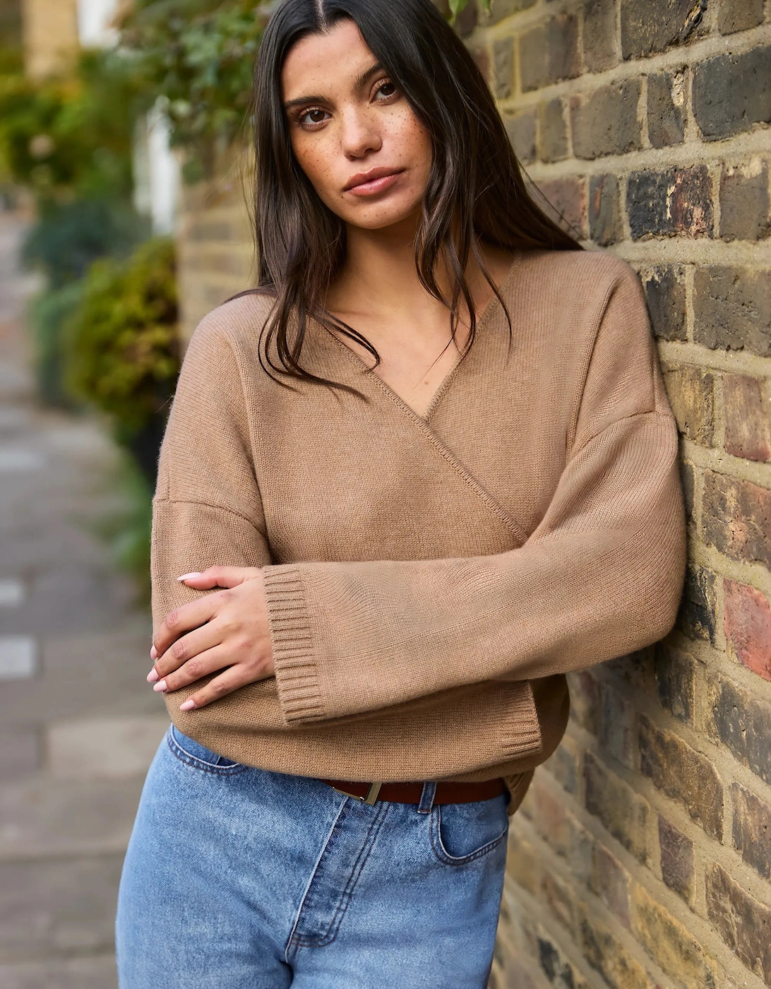 Camel Wrap Cardigan With Cashmere